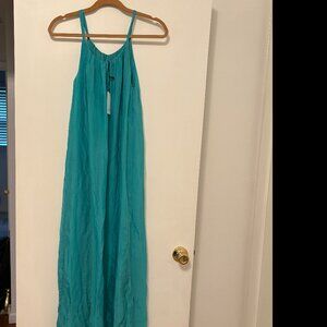 Rosemarine Turquoise silk, lined very beachy and light maxi dress size M
